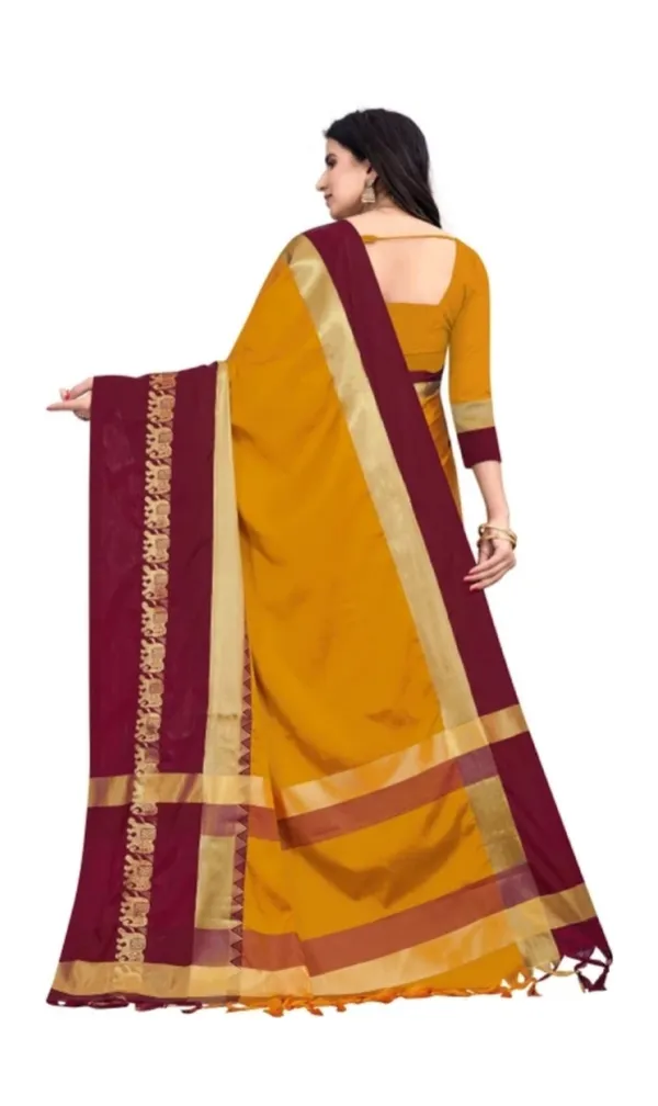 Mustard_Maroon_Traditional_Saree_For_Women