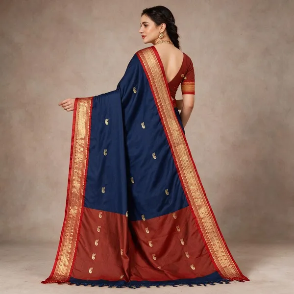 Navy_Blue_Red_Cotton_Silk_Paisley_Traditional_Saree_For_Women_Saree_under_999
