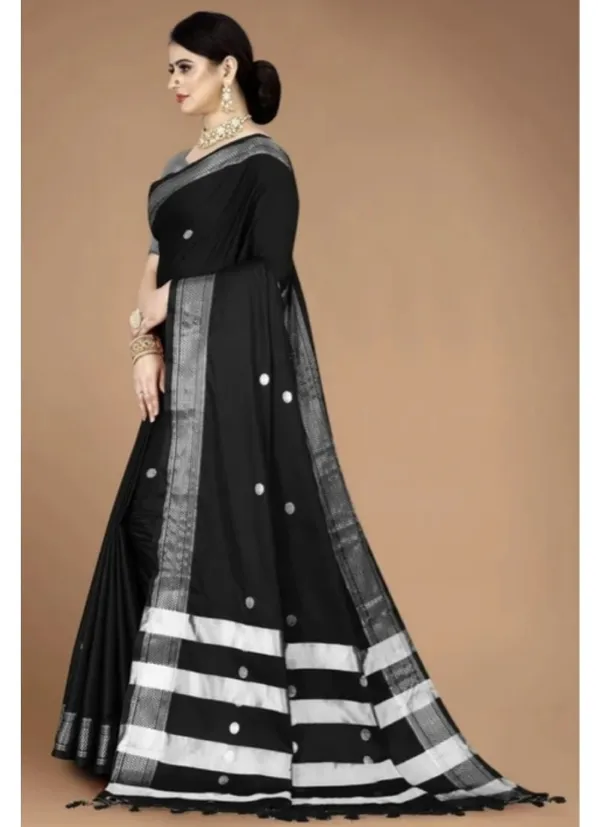 Black_Printed_Saree_With_Silver_Border_for_Women