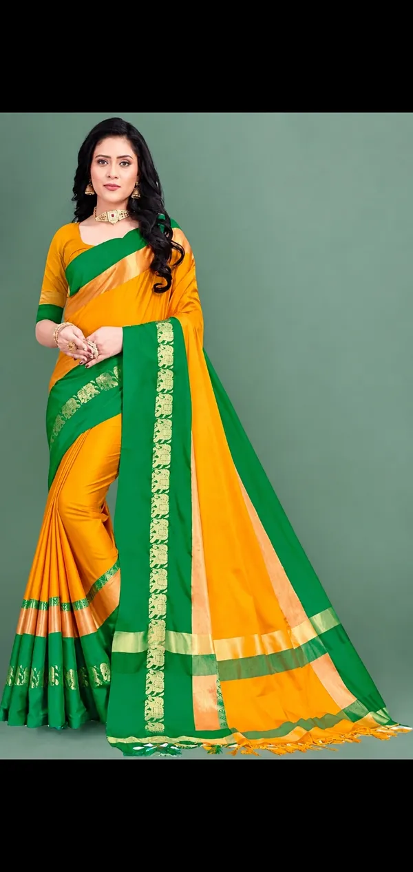 Orange_Green_Traditional_Motif_Saree_for_Women
