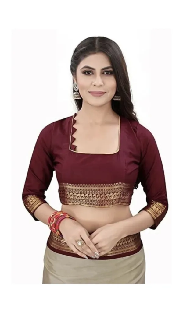 Beige_Maroon_Border_Saree_For_Women