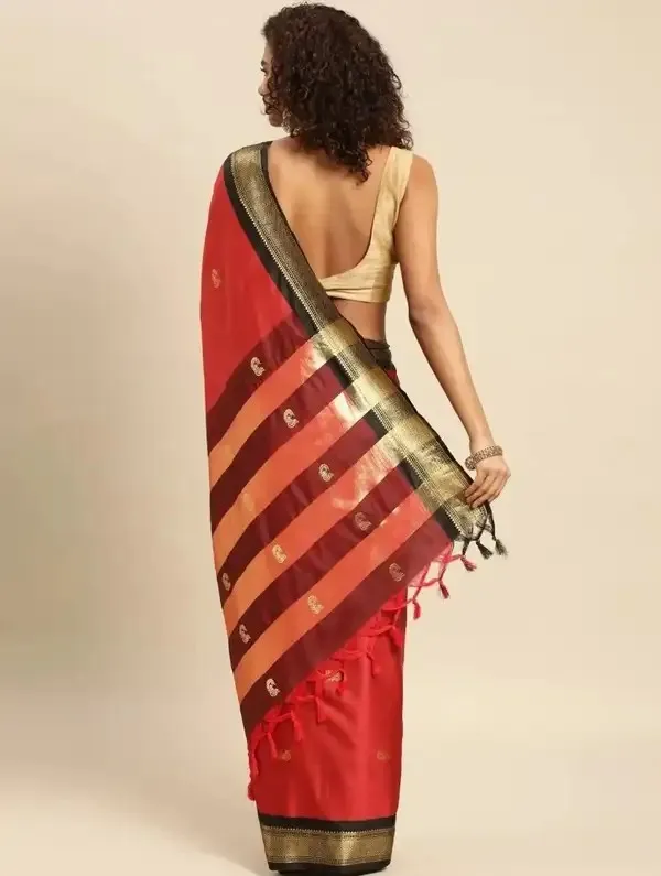 Red_Cotton_Silk_Woven_Traditional_Saree_For_Women_Saree_under_999