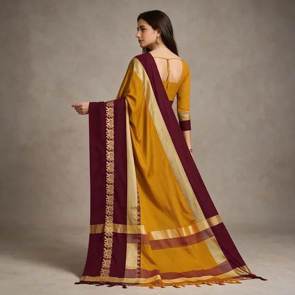 Mustard_Maroon_Cotton_Silk_Woven_Traditional_Saree_For_Women_Saree_under_999