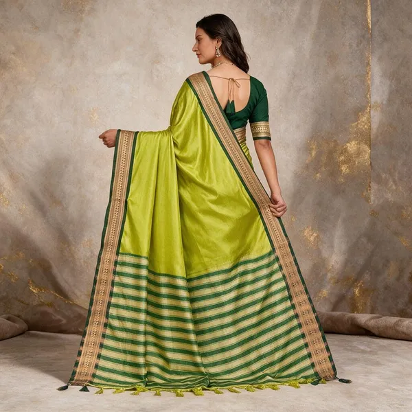 Green_Cotton_Silk_Zari_Border_Traditional_Saree_For_Women_Saree_under_999
