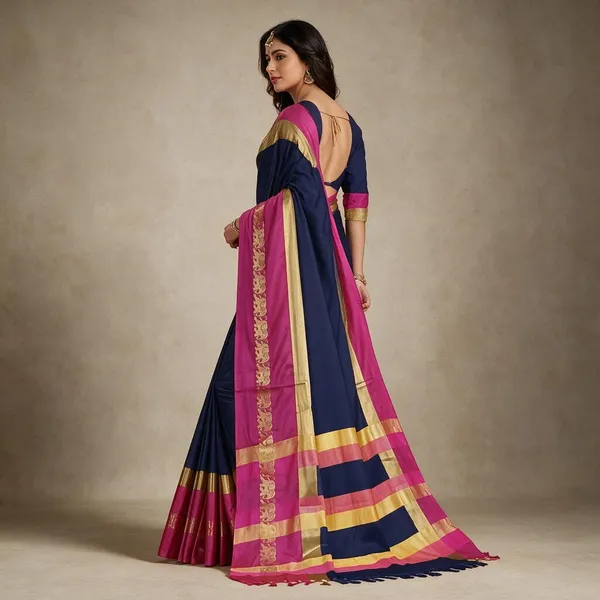 Navy_Blue_Pink_Cotton_Silk_Traditional_Saree_For_Women_Saree_under_999