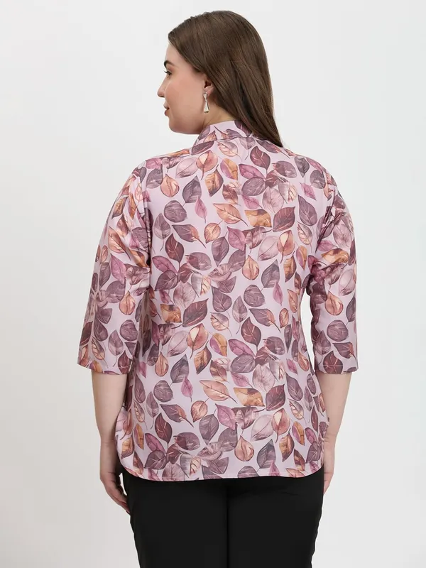 HIBELTS_Women_Solid_Shirt_Collar_Top_With_3_4th_Sleeves_Regular_Fit