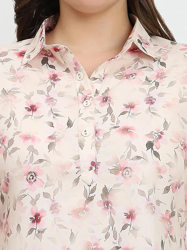 HIBELTS_Women_Solid_Shirt_Collar_Top_With_3_4th_Sleeves_Regular_Fit