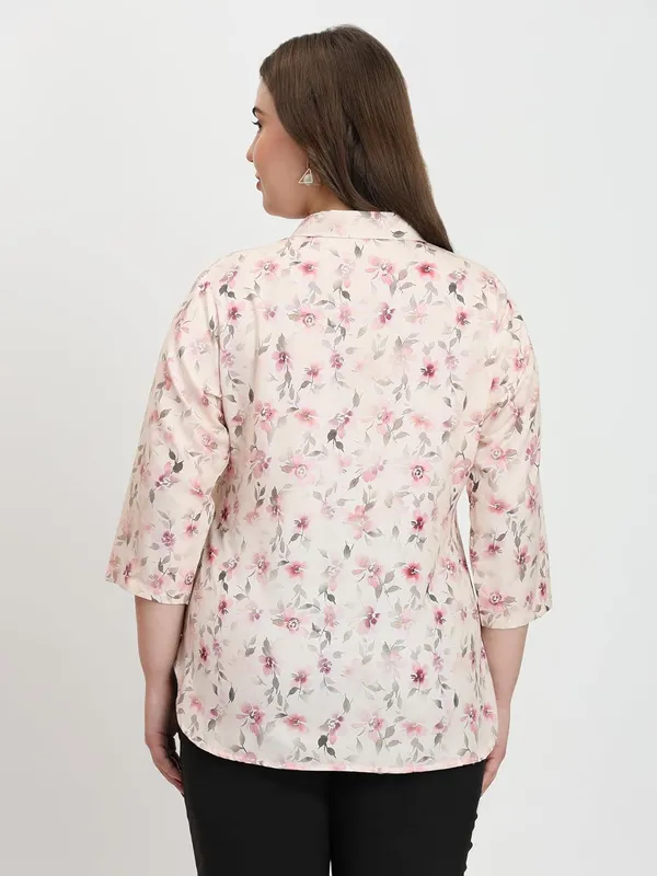 HIBELTS_Women_Solid_Shirt_Collar_Top_With_3_4th_Sleeves_Regular_Fit