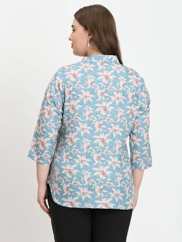 HIBELTS_Women_Solid_Shirt_Collar_Top_With_3_4th_Sleeves_Regular_Fit