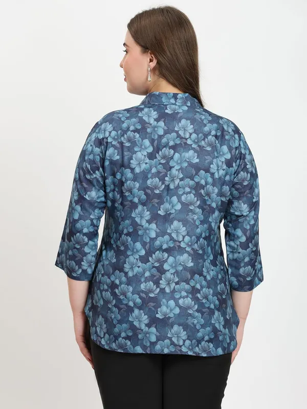 HIBELTS_Women_Solid_Shirt_Collar_Top_With_3_4th_Sleeves_Regular_Fit