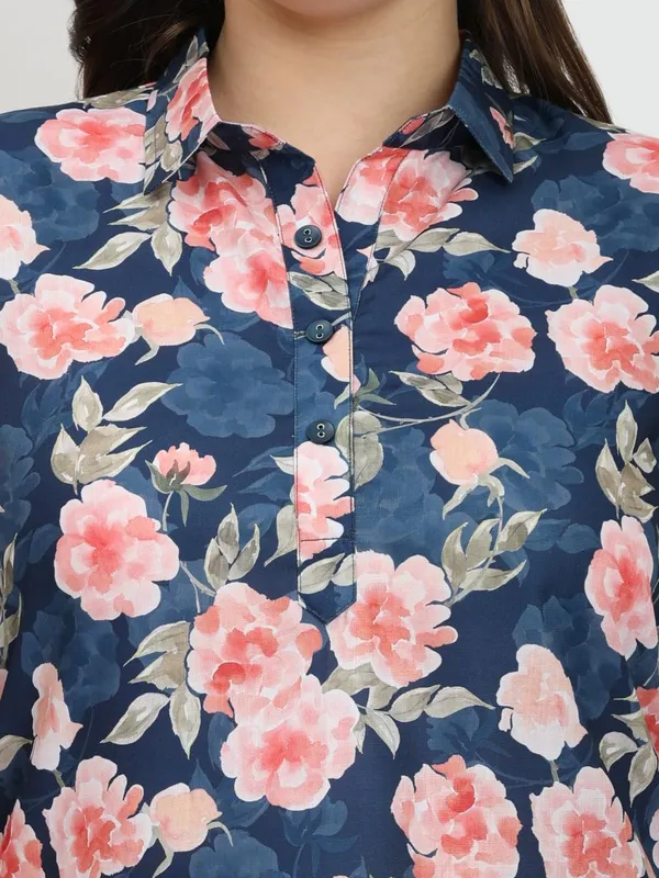 HIBELTS_Women_Solid_Shirt_Collar_Top_With_3_4th_Sleeves_Regular_Fit