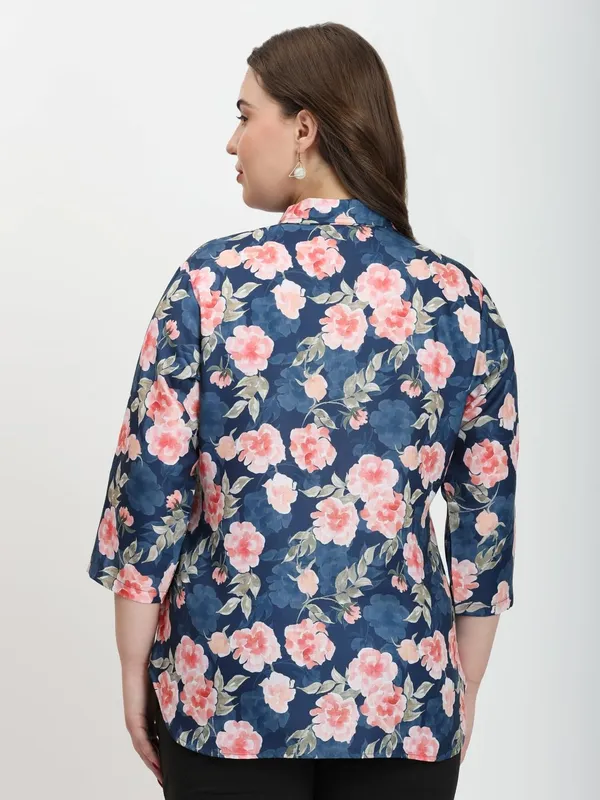 HIBELTS_Women_Solid_Shirt_Collar_Top_With_3_4th_Sleeves_Regular_Fit