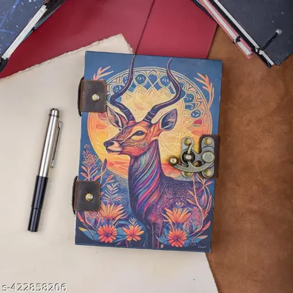 Deer_Printed_Diary_With_Lock_Vintage_Look_7X5_Inch_200_Pages_Multiclour