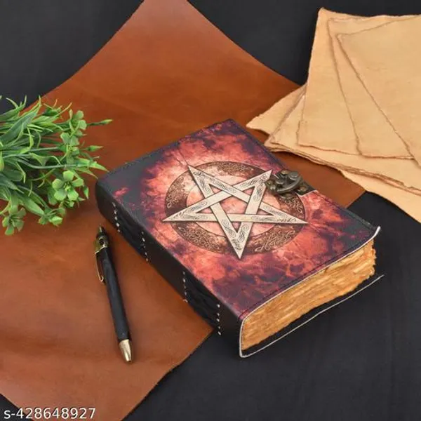 Leather_Journal_With_Rustics_Lock_Blank_Spell_Book_Of_Shadows_Grimoire_Journal_Celtic_Star_A5_17_5Cmx12_5Cm_Handmade_Paper_200Pages_Antique_Journal_For_Women_Leather_Sketchbook