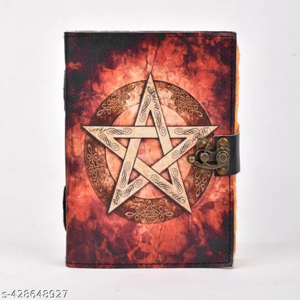 Leather_Journal_With_Rustics_Lock_Blank_Spell_Book_Of_Shadows_Grimoire_Journal_Celtic_Star_A5_17_5Cmx12_5Cm_Handmade_Paper_200Pages_Antique_Journal_For_Women_Leather_Sketchbook