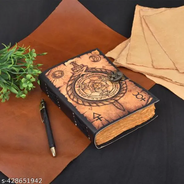 Blank_Spell_Book_Of_Shadows_Journal_Witchcraft_Supplies_Witch_Spell_For_Men_Women_200_Pages_With_Lock_Clasp_Vintage_Handmade_Deckle_Edge_Paper_Leather_Sketchbook