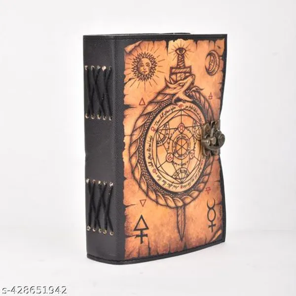 Blank_Spell_Book_Of_Shadows_Journal_Witchcraft_Supplies_Witch_Spell_For_Men_Women_200_Pages_With_Lock_Clasp_Vintage_Handmade_Deckle_Edge_Paper_Leather_Sketchbook
