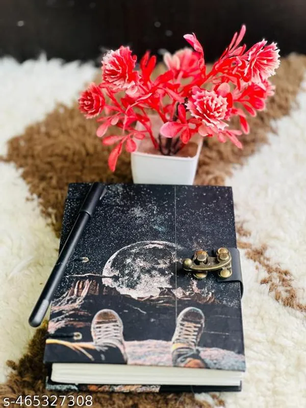 Man_Moon_Printed_Diary_Notebook_With_Lock_Clasp_For_Gift_Office_Use_5_7_Inch_200_Pages_A5_Diary_Unruled_200_Pages