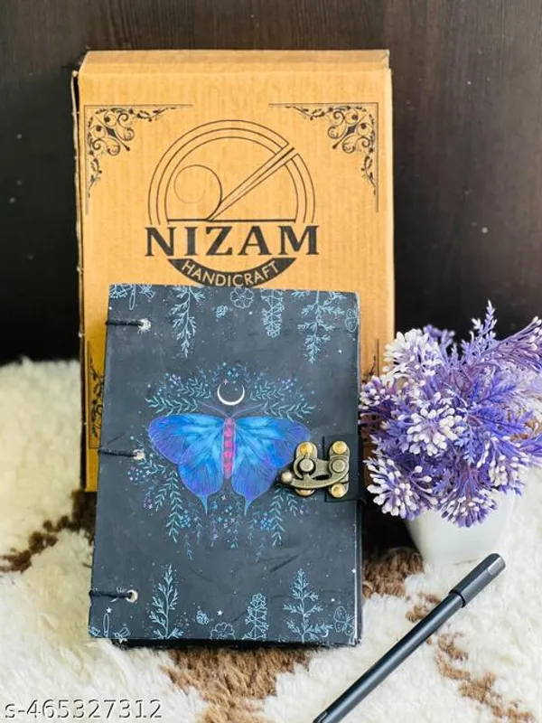 Sale_Price_Live_Trendy_Beautiful_Butterfly_Print_Special_Binding_A5_Diary_Un_Ruled_200_Pages_Notebook_With_Lock_Clasp_For_Gift_Office_Use_Multicolor_7X5_Inch