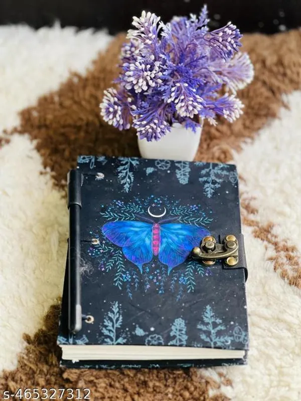 Sale_Price_Live_Trendy_Beautiful_Butterfly_Print_Special_Binding_A5_Diary_Un_Ruled_200_Pages_Notebook_With_Lock_Clasp_For_Gift_Office_Use_Multicolor_7X5_Inch
