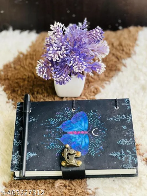 Sale_Price_Live_Trendy_Beautiful_Butterfly_Print_Special_Binding_A5_Diary_Un_Ruled_200_Pages_Notebook_With_Lock_Clasp_For_Gift_Office_Use_Multicolor_7X5_Inch