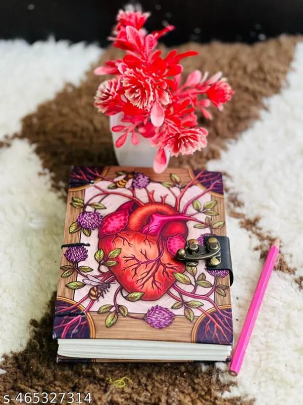 Flower_Heart_Printed_Diary_Notebook_With_Lock_Clasp_For_Gift_Office_Use_5_7_Inch_200_Pages_A5_Diary_Unruled_200_Pages