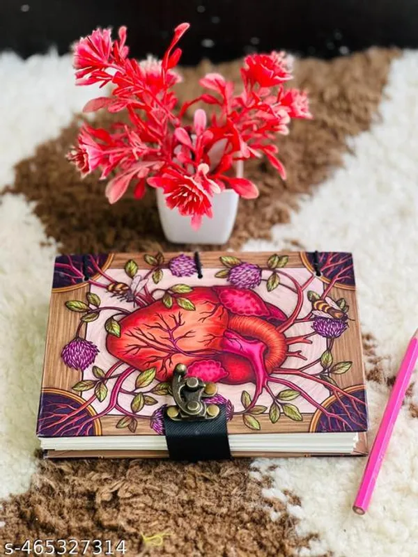 Flower_Heart_Printed_Diary_Notebook_With_Lock_Clasp_For_Gift_Office_Use_5_7_Inch_200_Pages_A5_Diary_Unruled_200_Pages