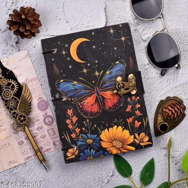 Trendy_Beautiful_Butterfly_Printed_Diary_Notebook_With_Lock_Clasp_For_Gift_Office_Use_5_7_Inch_200_Pages_A5_Diary_Unruled_200_Pages