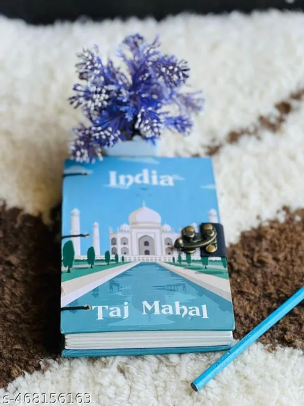 Limitted_Stock_Trendy_Taj_Mahal_Printed_Diary_Notebook_With_Lock_Clasp_For_Gift_Office_Use_5_7_Inch_200_Pages_A5_Diary_Unruled_200_Pages