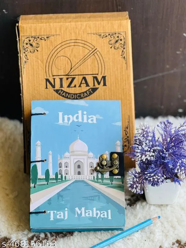 Limitted_Stock_Trendy_Taj_Mahal_Printed_Diary_Notebook_With_Lock_Clasp_For_Gift_Office_Use_5_7_Inch_200_Pages_A5_Diary_Unruled_200_Pages