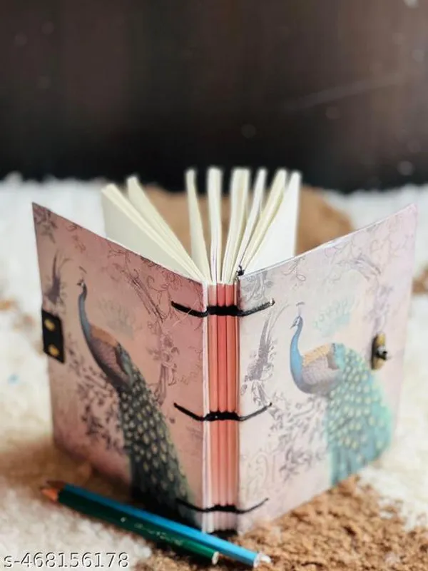 Peacock_Cardboard_Printed_Diary_Notebook_With_Lock_Clasp_For_Gift_Office_Use_5_7_Inch_200_Pages_A5_Diary_Unruled_200_Pages