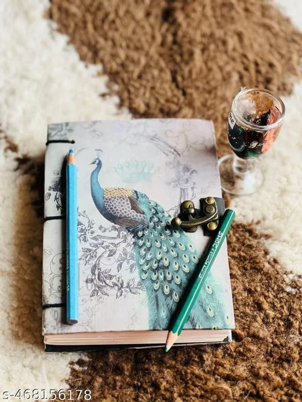 Peacock_Cardboard_Printed_Diary_Notebook_With_Lock_Clasp_For_Gift_Office_Use_5_7_Inch_200_Pages_A5_Diary_Unruled_200_Pages