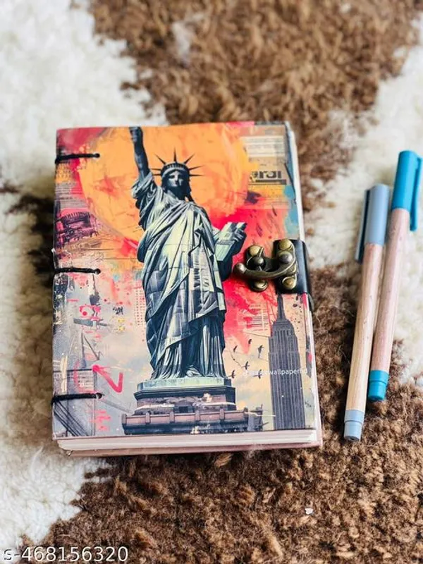 Statue_Of_Liberty_Printed_Diary_Notebook_With_Lock_Clasp_For_Gift_Office_Use_5_7_Inch_200_Pages_A5_Diary_Unruled_200_Pages