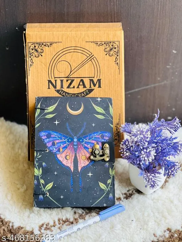 Moon_Luna_Moth_Printed_Diary_Notebook_With_Lock_Clasp_For_Gift_Office_Use_5_7_Inch_200_Pages_A5_Diary_Unruled_200_Pages