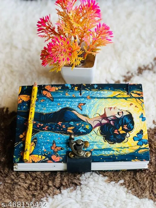 Butterfly_Girl_Printed_Diary_Notebook_With_Lock_Clasp_For_Gift_Office_Use_5_7_Inch_200_Pages_A5_Diary_Unruled_200_Pages