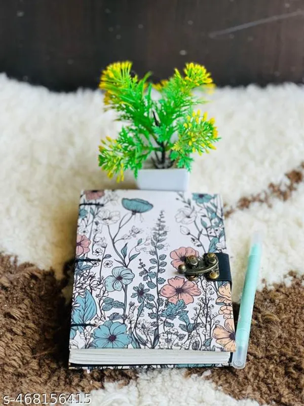 Only_Flower_Printed_Diary_Notebook_With_Lock_Clasp_For_Gift_Office_Use_5_7_Inch_200_Pages_A5_Diary_Unruled_200_Pages