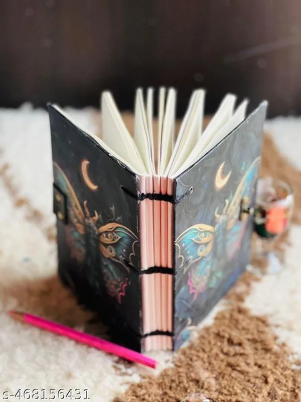 Butterfly_Moon_Printed_Diary_Notebook_With_Lock_Clasp_For_Gift_Office_Use_5_7_Inch_200_Pages_A5_Diary_Unruled_200_Pages