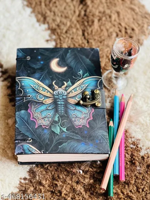 Butterfly_Moon_Printed_Diary_Notebook_With_Lock_Clasp_For_Gift_Office_Use_5_7_Inch_200_Pages_A5_Diary_Unruled_200_Pages
