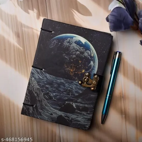 Earth_Moon_Printed_Diary_Notebook_With_Lock_Clasp_For_Gift_Office_Use_5_7_Inch_200_Pages_A5_Diary_Unruled_200_Pages