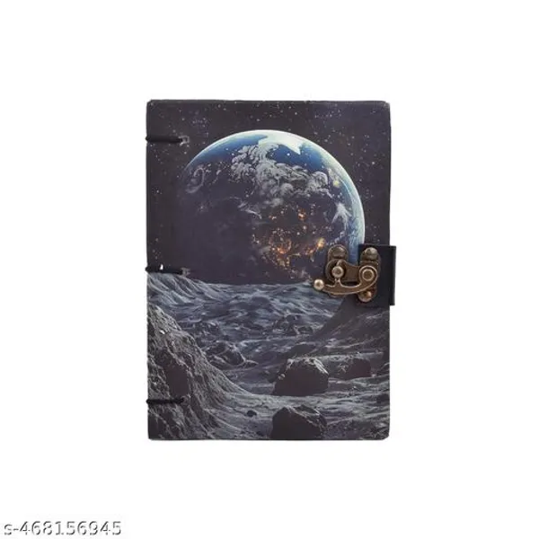 Earth_Moon_Printed_Diary_Notebook_With_Lock_Clasp_For_Gift_Office_Use_5_7_Inch_200_Pages_A5_Diary_Unruled_200_Pages