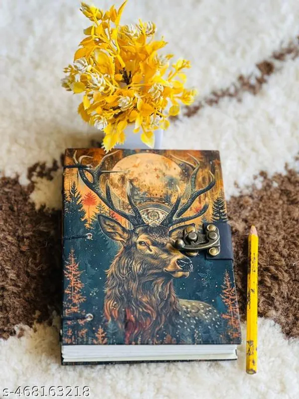 Sale_Price_Live_Trendy_Deer_Printed_Diary_Notebook_With_Lock_Clasp_For_Gift_Office_Use_5_7_Inch_200_Pages_A5_Diary_Unruled_200_Pages
