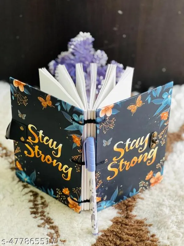 Trendy_Stay_Strong_Printed_Diary_Notebook_With_Lock_Clasp_For_Gift_Office_Use_5_7_Inch_200_Pages_A5_Diary_Unruled_200_Pages