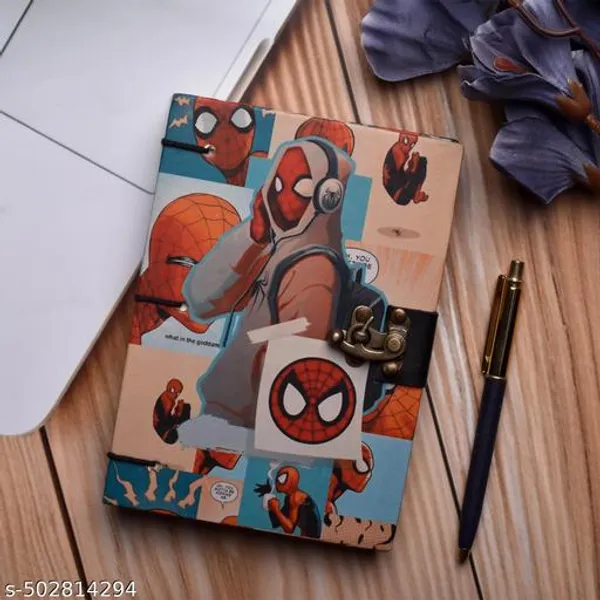 Trendy_Spider_Man_Diary_Notebook_With_Lock_Clasp_For_Gift_Office_Use_5_7_Inch_200_Pages_A5_Diary_Unruled_200_Pages