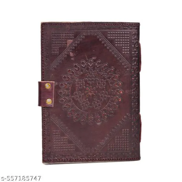 Real_Leather_Green_Stone_Brown_Embossed_Handmade_Diary_With_Metal_Lock_Size_Of_H_6_L_4_Brown