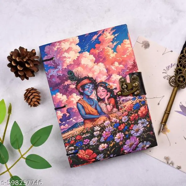 Radha_Krishna_Beautiful_Flower_Printed_Diary_Notebook_With_Lock_Clasp_For_Gift_Office_Use_5_7_Inch_200_Pages_A5_Diary_Unruled_200_Pages_Radha_Kishan_Printed_Design_Diary