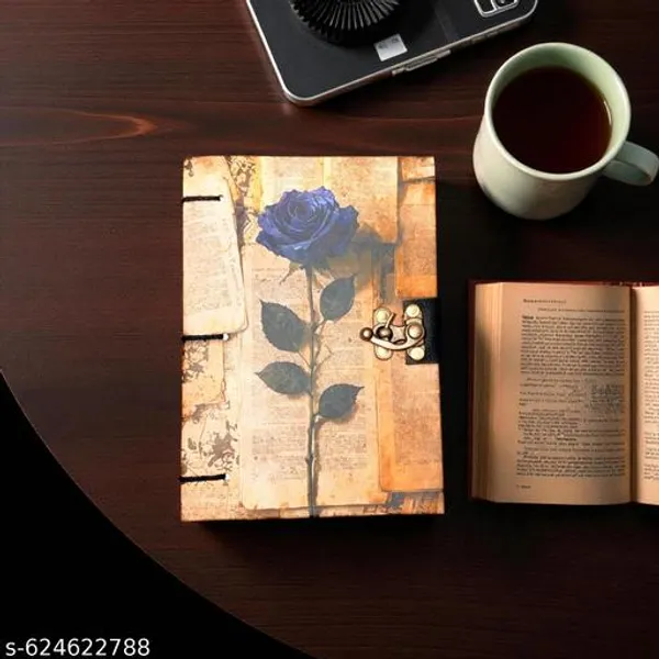 Vintage_Blue_Rose_Design_A5_Lock_Diary_With_200_Pages_Handmade_Floral_Writing_Journal