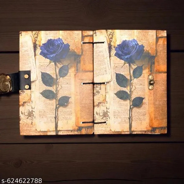 Vintage_Blue_Rose_Design_A5_Lock_Diary_With_200_Pages_Handmade_Floral_Writing_Journal