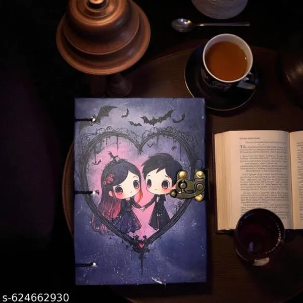 Premium_A5_Lock_Notebook_With_Romantic_Gothic_Art_Cover_And_200_Pages_For_Journaling_And_Notes