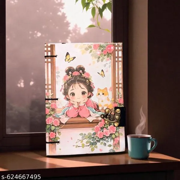 Vintage_A5_Lock_Diary_With_200_Pages_And_Cute_Anime_Girl_Floral_Design_For_Writing_And_Journaling