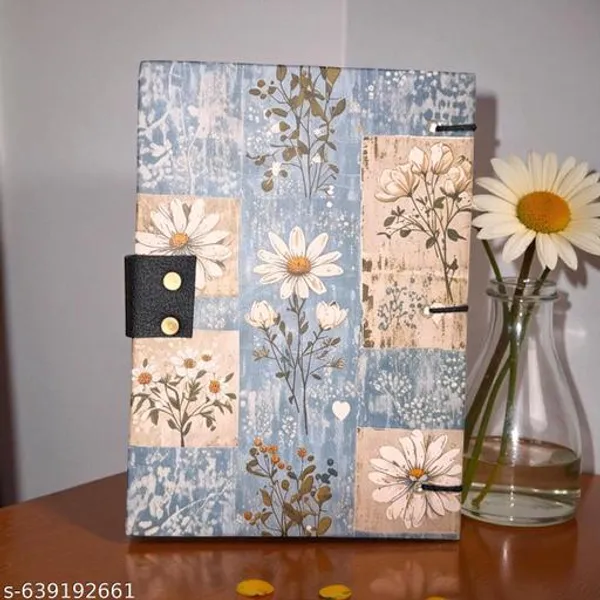 Vintage_Premium_A5_Lock_Diary_With_200_Unruled_Pages_And_Soft_Blue_Floral_Design_For_Daily_Writing_Use